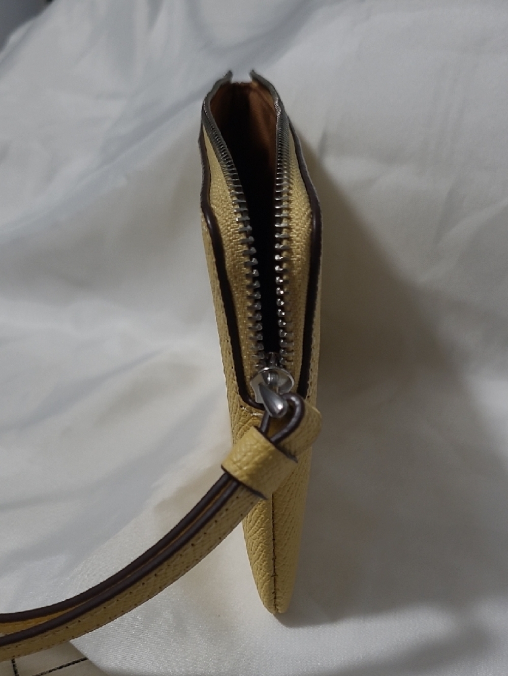 Coach Yellow Leather Corner Zip Wristlet with Strap - Picture 7 of 7